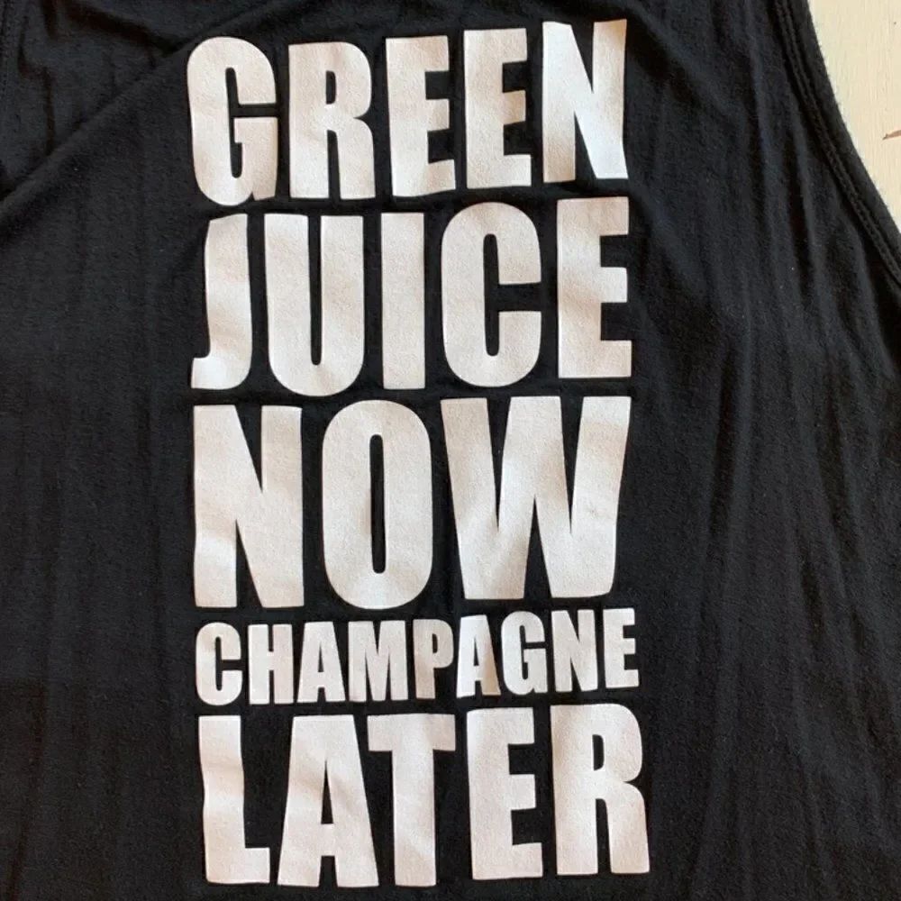 Green Juice now Champagne Later Black Tank Top - Picture 2 of 3